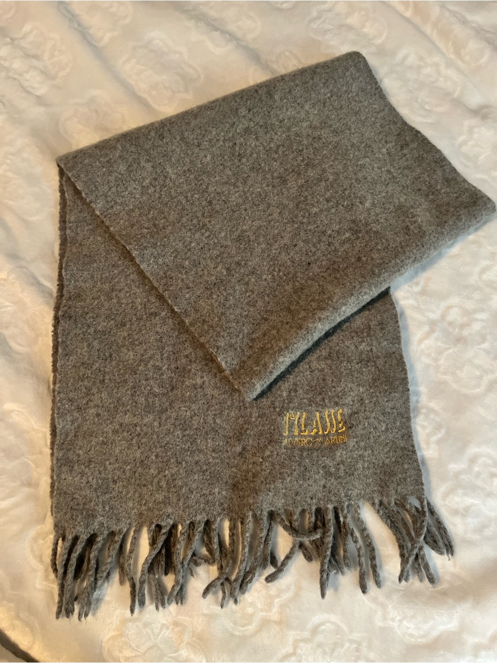 Vintage Alviero Martini Gray Wool Fringe Scarf